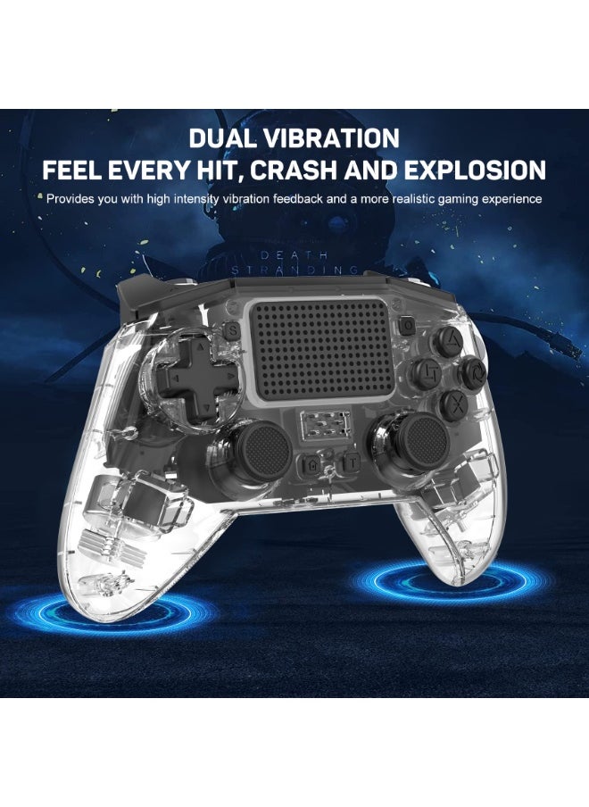 Classic Wireless Controller LinYuvo KP01 Bluetooth Gaming Gamepad Compatible with PS4, PS4 Slim, PS4 Pro, Android, iOS13 above Six-Axis Gyroscope Programming Function Capacitive Touch Pad 3.5mm Audio Jack Adjustable Dual Motor Vibration Wake-Up Function Metal Joystick