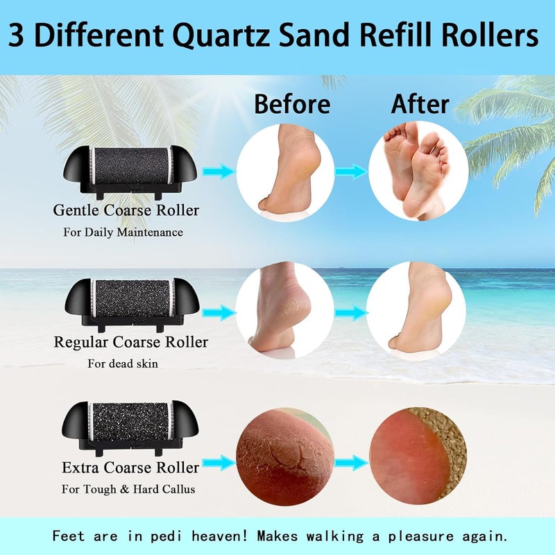 CIVYPRO Electric Feet Callus Remover - 3 Refill Rollers Pack: Extra Coarse, Regular, Gentle - Replacement Heads for Foot Care Pedicure Tools - Image 4