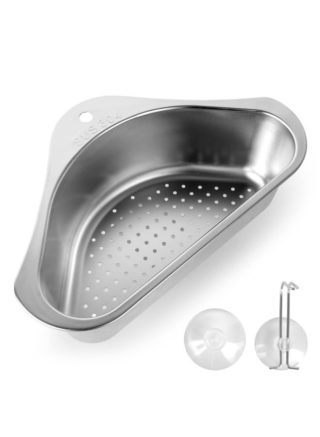 Stainless Steel Sink Strainer Basket Triangle Sink,Triangle Sink Drainer Basket for Sink Food Strainer or Storage Rack  - Image 1