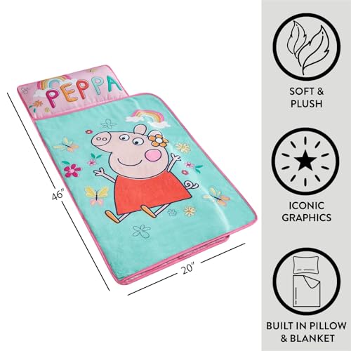 Idea Nuova Peppa Pig Toddler Nap Mat with Pillow and Blanket,Quilted Sleep Mat for Kids,Soft & Portable,20” x 46”, Ideal for Daycare, Preschool, Travel, or Naptime - Image 2