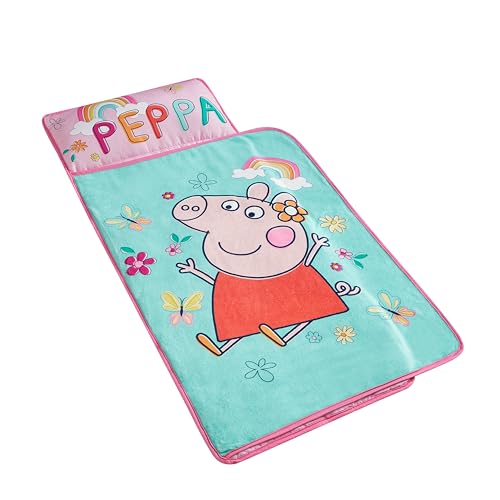 Idea Nuova Peppa Pig Toddler Nap Mat with Pillow and Blanket,Quilted Sleep Mat for Kids,Soft & Portable,20” x 46”, Ideal for Daycare, Preschool, Travel, or Naptime - Image 1