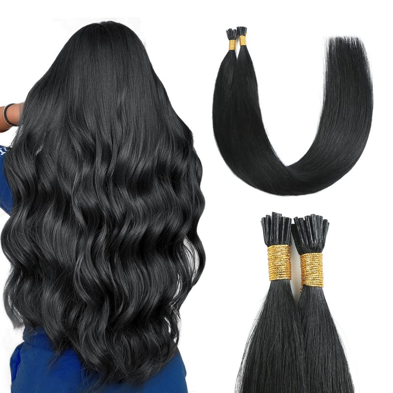 Sunya I Tip Hair Extensions Human Hair 14 Inch Jet Black Human Hair I Tip Extensions Human Hair Extensions 40 Grams 50 StrandsPackage