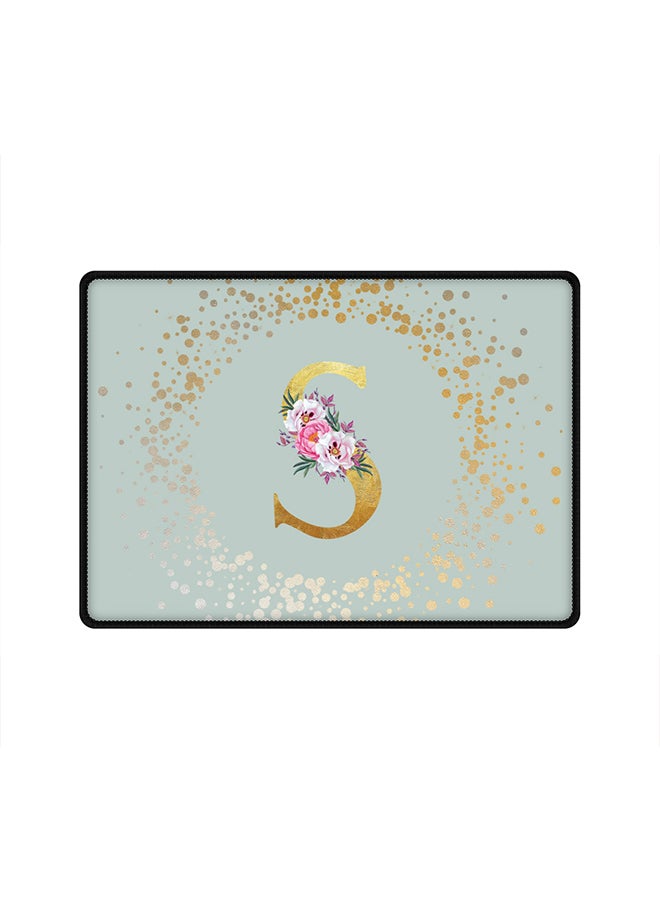 Stylizedd Designer Gaming Mouse Pad Anti-Skid Mousepad Large Keyboard Mouse Pad Desk Mat Custom Monogram Initial Letter Floral Pattern Alphabet - S(Light Grey) - Image 1