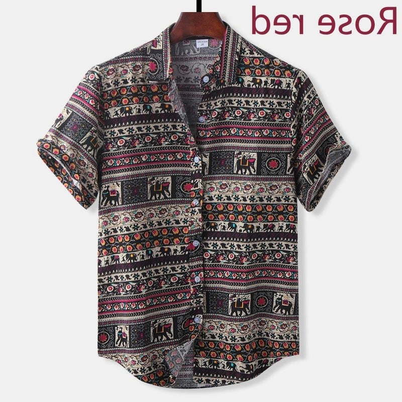 2020Men Short Sleeve Floral Shirt Men's Half Sleeve Print S - Image 5