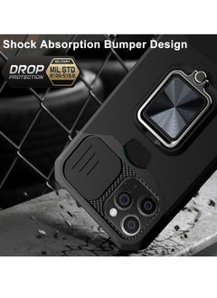 KASTWAVE Kickstand Case for iPhone 12 Pro Max with Slide Camera Lens Cover, Heavy Duty Armor Style Case with Rotate Ring Stand & Card Holder Slot Magnetic Car Mount, Durable Phone Case Shockproof Wallet Case  - Image 4