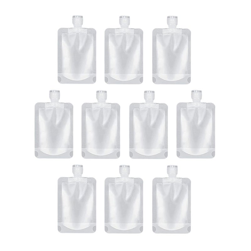 Yopple 10PCS Travel Size Refillable Squeeze Pouches with Funnel, Leakproof Toiletry Bags for Shampoo, Lotion, Hand Wash, Cream & Liquid Cosmetics, Portable Transparent Travel Containers (100ml) - Image 1