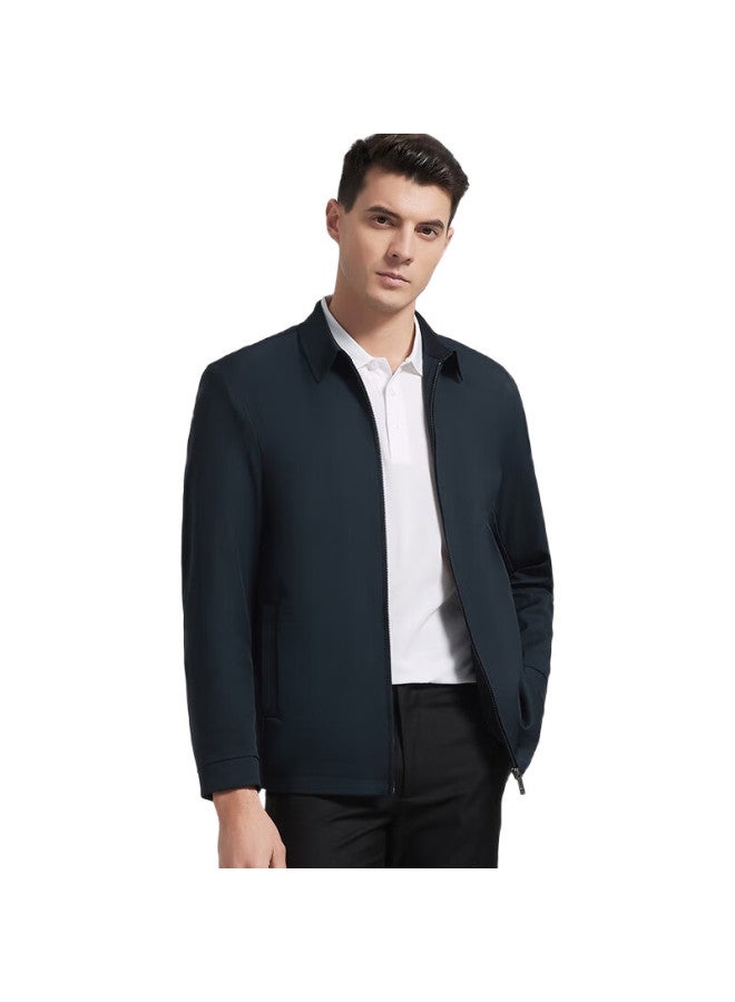 ROMON Men'S Jacket, Middle-Aged And Young Men'S Spring And Autumn Coat, Turn-Down Collar, Business Casual, Solid Color Workwear Jacket, Dad'S Outfit, Men'S Clothing - Image 1