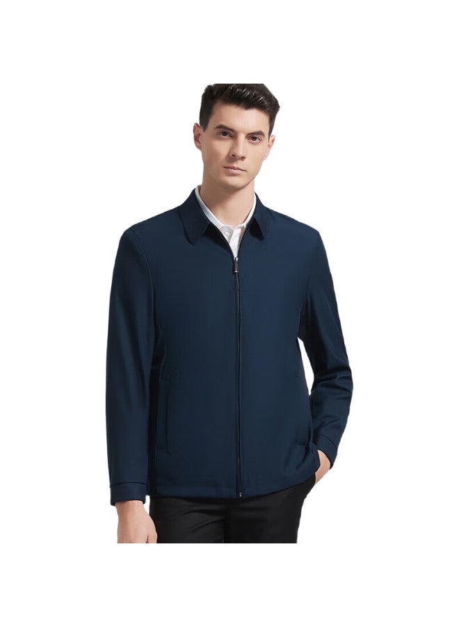 ROMON Men'S Jacket, Middle-Aged And Young Men'S Spring And Autumn Coat, Turn-Down Collar, Business Casual, Solid Color Workwear Jacket, Dad'S Outfit, Men'S Clothing - Image 3