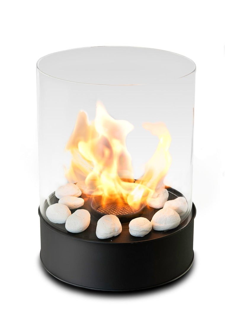 Planika Chantico fireplace you can put anywhere, it has a durable base made of stainless steel, it has a removable glass cylinder. Weather resistant and equipped with decorative white stones, easy to use - Image 1