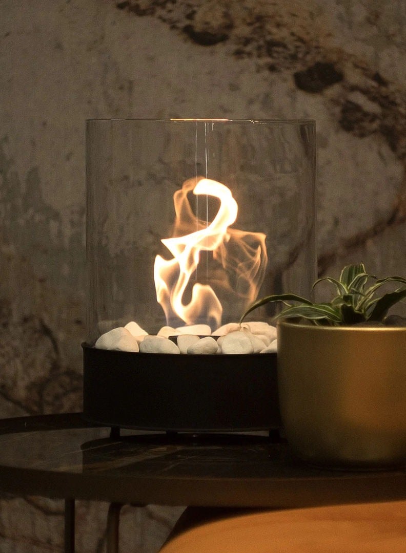 Planika Chantico fireplace you can put anywhere, it has a durable base made of stainless steel, it has a removable glass cylinder. Weather resistant and equipped with decorative white stones, easy to use - Image 2