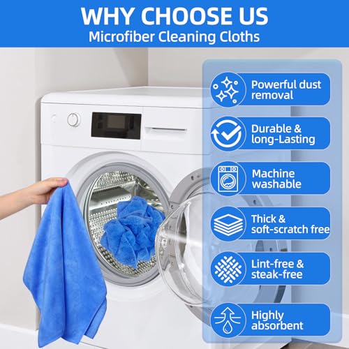 IIDEA 6 Pack Microfiber Cleaning Cloths Extra Large 30" x 20",XL Rags Washable Reusable Streak Free Lint Free Towels for Floor Mop,Glass,Windows,Kitchen,Bathroom,Office & Car Cleaning(Blue) - Image 4