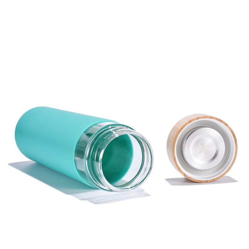 Yomious 20 Oz Borosilicate Glass Water Bottle with Bamboo Lid and Silicone Sleeve - Reusable BPA Free - Glass Drinking Bottle with Lids - Cute Glass Bottle for Women - Glass Shaker Bottle - Image 4