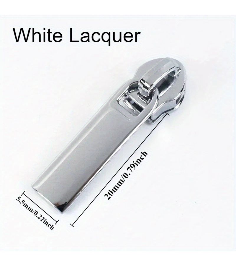 Set Of 6 White Lacquer Nylon Zipper Sliders And Buckles For Repairing Bags Jackets Luggage Backpacks Travel Bags - Image 2