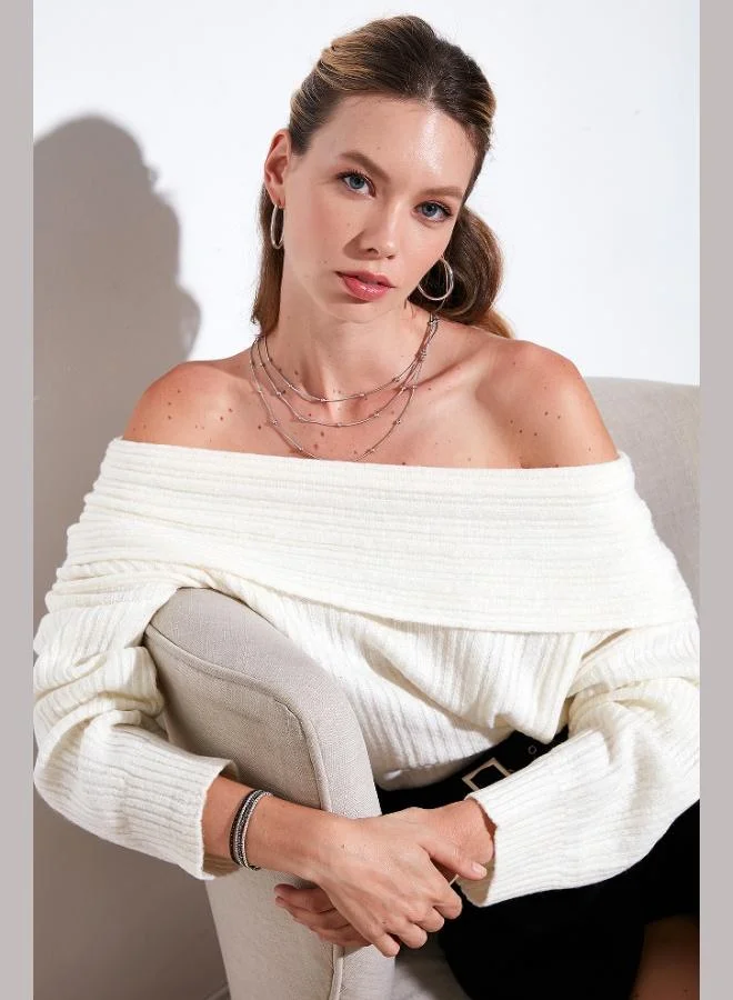 Lela Lela Oversize Fit Madonna Collar Knit Sweater Women's SWEATER 4615216
