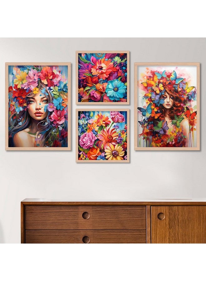 ARTELLY Painting For Wall Decoration - Framed Big Size Wall Painting Frames For Living Room Bedroom Home Office Decor Items (Set of 4) (Medium, Modern Art 3) - Image 1