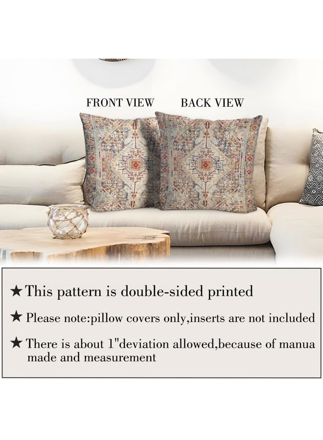 BUAEL Boho Throw Pillow Covers 26x26 inch Set of 2,Boho Vintage Carpet Pattern Antique Ethnic Decor Double Sided Pattern Cushion Cover Soft Pillow Case Living Sofa Room Bed Square Pillow Cover - Image 3
