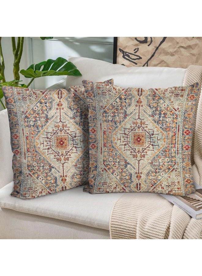 BUAEL Boho Throw Pillow Covers 26x26 inch Set of 2,Boho Vintage Carpet Pattern Antique Ethnic Decor Double Sided Pattern Cushion Cover Soft Pillow Case Living Sofa Room Bed Square Pillow Cover - Image 1