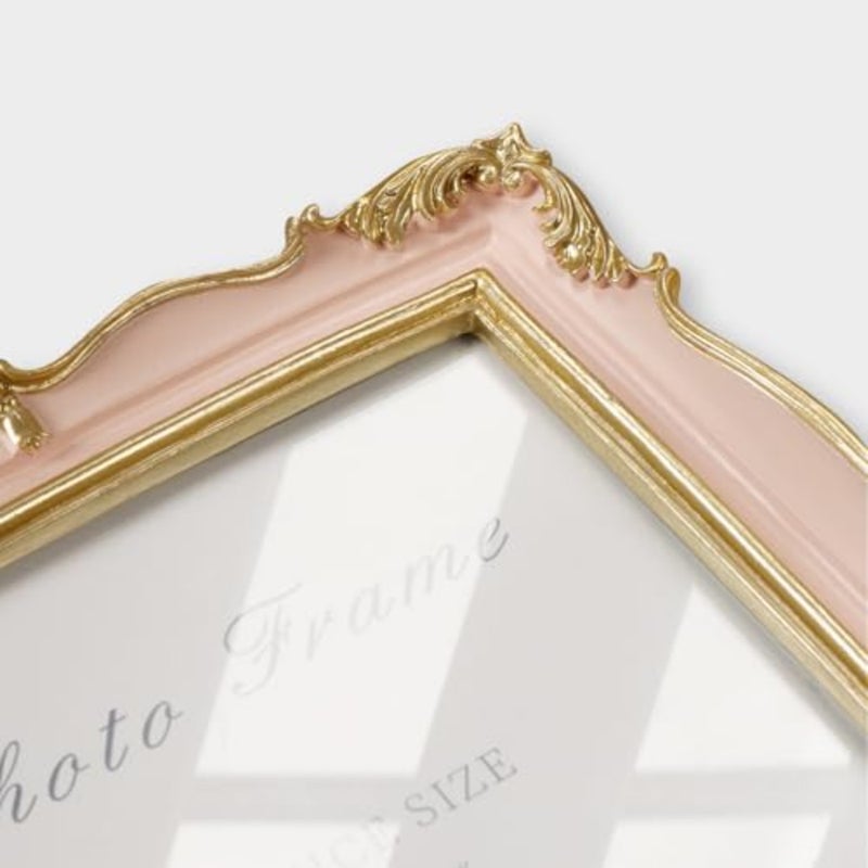 4x6 Vintage Picture Frame Pink and Gold Photo Frame, 4 by 6 Picture Frames Ornate Textured Hand-Crafted Resin with Glass Front for Tabletop Display, Retro Design Home Decor - Image 4