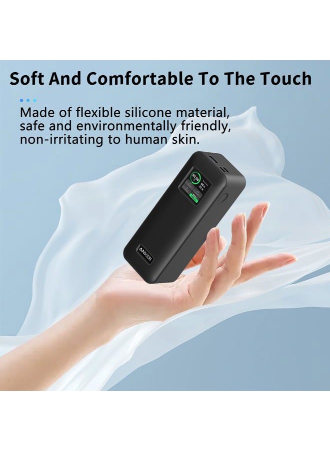 NOUKAJU حافظة لبنك الطاقة أنكر برايم 27,650mAh (250W) وقاعدة شحن 100W، غلاف سيليكون واقي من نوكاجو، مقاوم للسقوط، مقاوم للخدوش، حافظة واقية لبنك الطاقة أنكر برايم 27,650mAh (أسود) - Image 4
