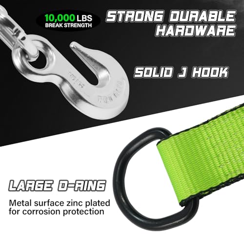 STARLEAPARTS Premium Wheel Straps (4PK) - 10,000lb Guaranteed Max Break Strength - 2" Ratchet with G70 Chain Anchor Hook and 2" X8ft Lasso Strap, Perfect Car Tie Down Straps for Truck, Cars, UTV(Green) - Image 5