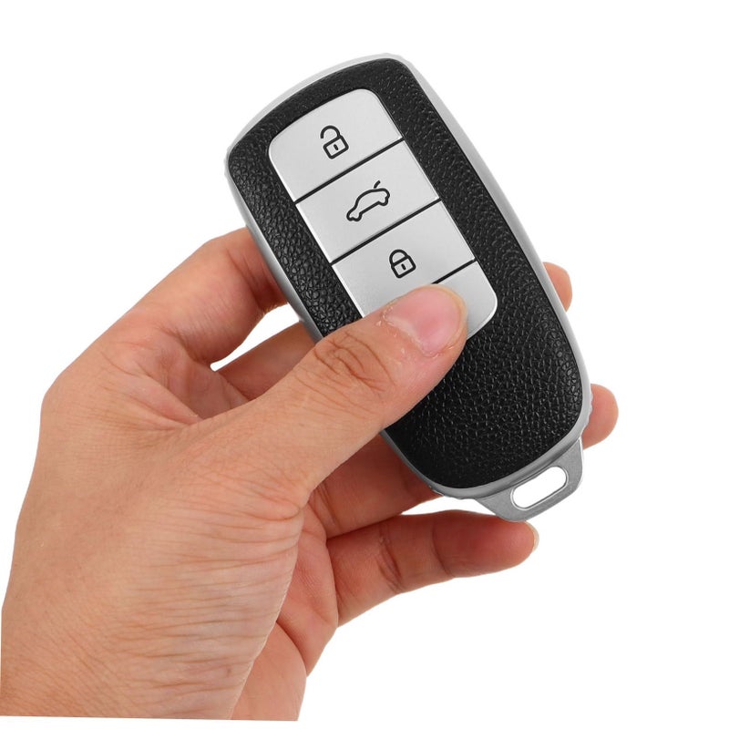2Pcs Full Protective Car Key Cover Case For SUV Pro TPU Key Fob Sleeve Signal Friendly Design Scratch Drop Resistant Accessory Silver - Image 5
