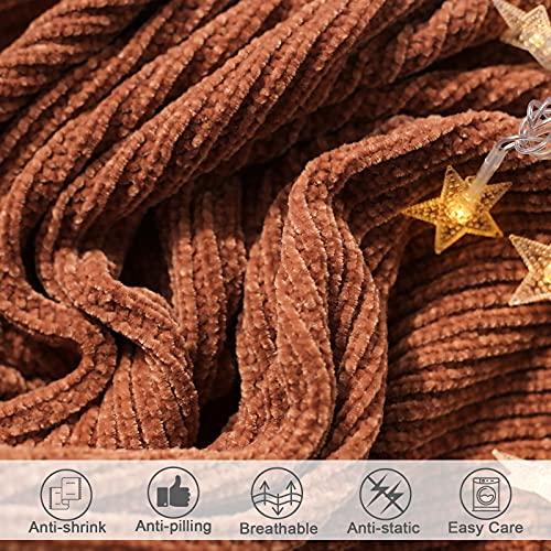lifein Throw Blanket for Couch, Soft Boho Bed Throw,Cozy Burnt Orange Chenille Knitted Small Spring Lightweight Throw(Rust,50 * 60") - Image 4