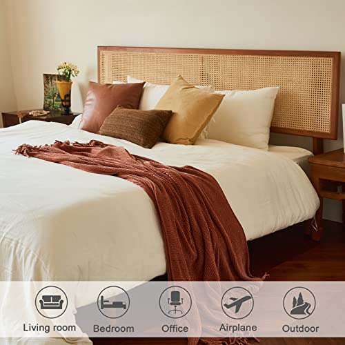 lifein Throw Blanket for Couch, Soft Boho Bed Throw,Cozy Burnt Orange Chenille Knitted Small Spring Lightweight Throw(Rust,50 * 60") - Image 5