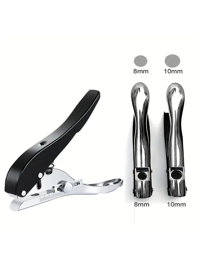 10mm Single Hole Punch Pliers Heavy Duty Handheld Paper Hole Puncher with Scale Metal Construction No Electricity or Battery Needed for Paper Cards Photos Cardboard Hard Film Thin Wood - Image 3