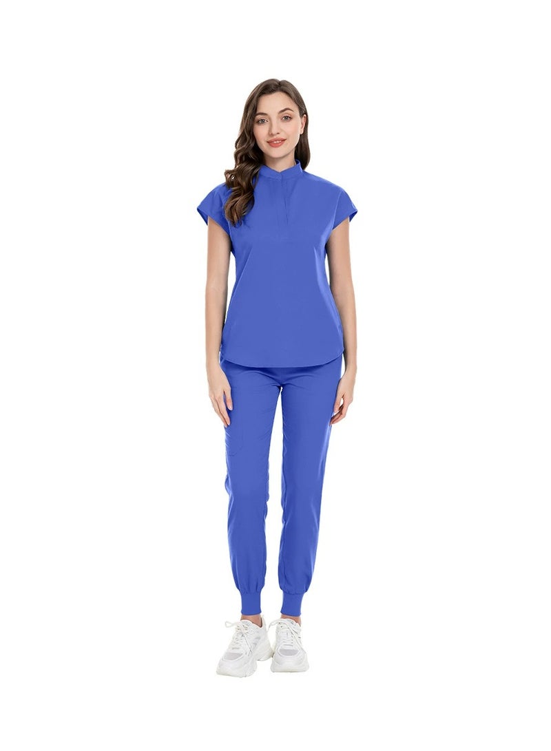 Elastic Scrubs Nursing Pants with Stand Collar Nurse Uniforms for Medical Professionals & Jogging - Amazon Fulfilled - Image 1