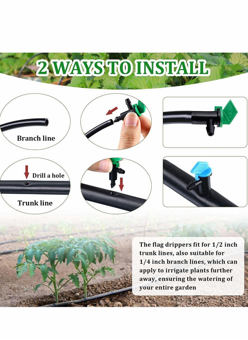 Excefore 60 Pieces Drip Emitter Garden Flag Irrigation Dripper in 3 Sizes, Trees and Shrubs, 1 GPH, 2 GPH, 4 GPH  - Image 5