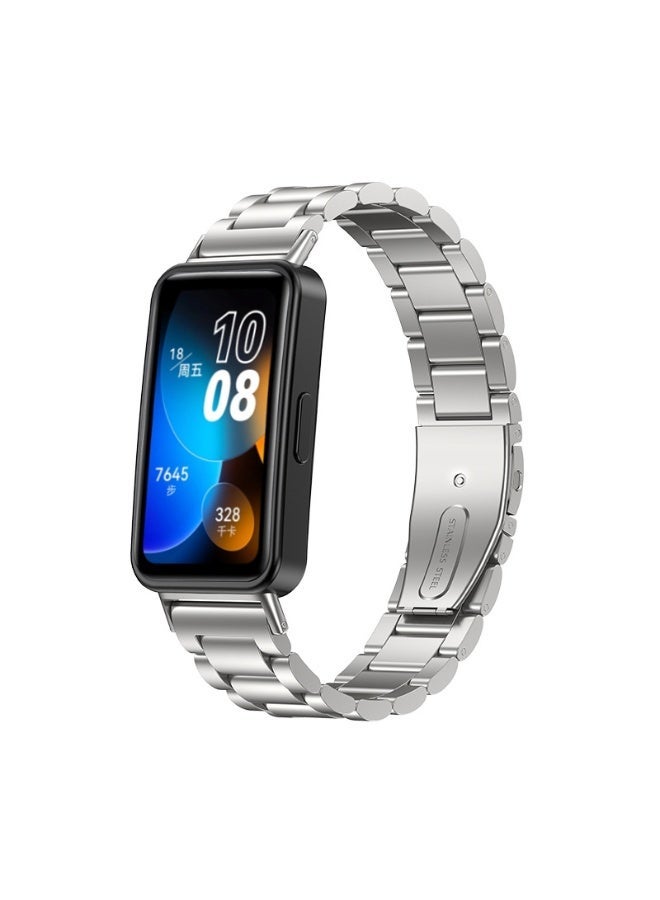 HW Suitable For Huawei Band 8/9/10 Universal Three Bead Metal Watch Strap - Image 1