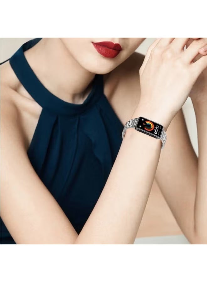 HW Suitable For Huawei Band 8/9/10 Universal Three Bead Metal Watch Strap - Image 5