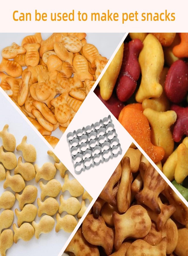 LUSTRIB 1 Pack Stainless Goldfish Cracker Cutter Kit, 25 Cavity Mini Gold Fish Cutter with Cleaning Brushes, Mini Goldfish Molds for Crackers Baking Snack Yogurt Cubes Pet Snacks Cooking Tools - Image 5