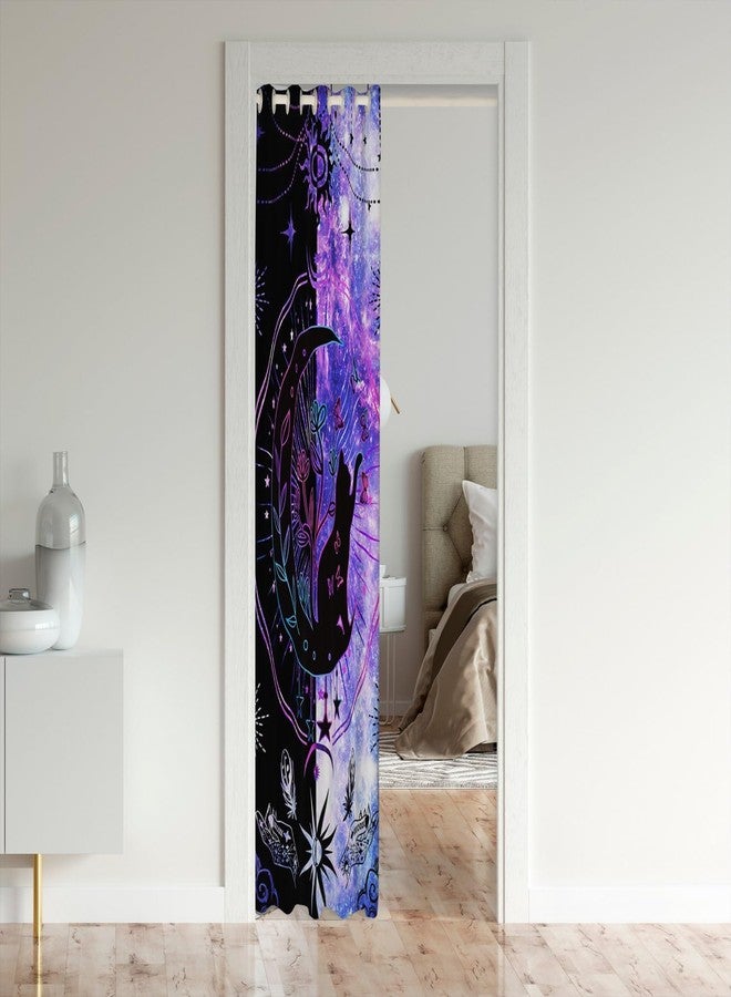 Castle Fairy Dreamy Starry Galaxy Door Curtain Cute Cat Wild Butterfly Decor Doorway Curtain for Closet Door Blue Purple Tie Dye Clouds Exotic Door Drape for Bedroom Privacy 1 Panel 42" W X 80" L - Image 3