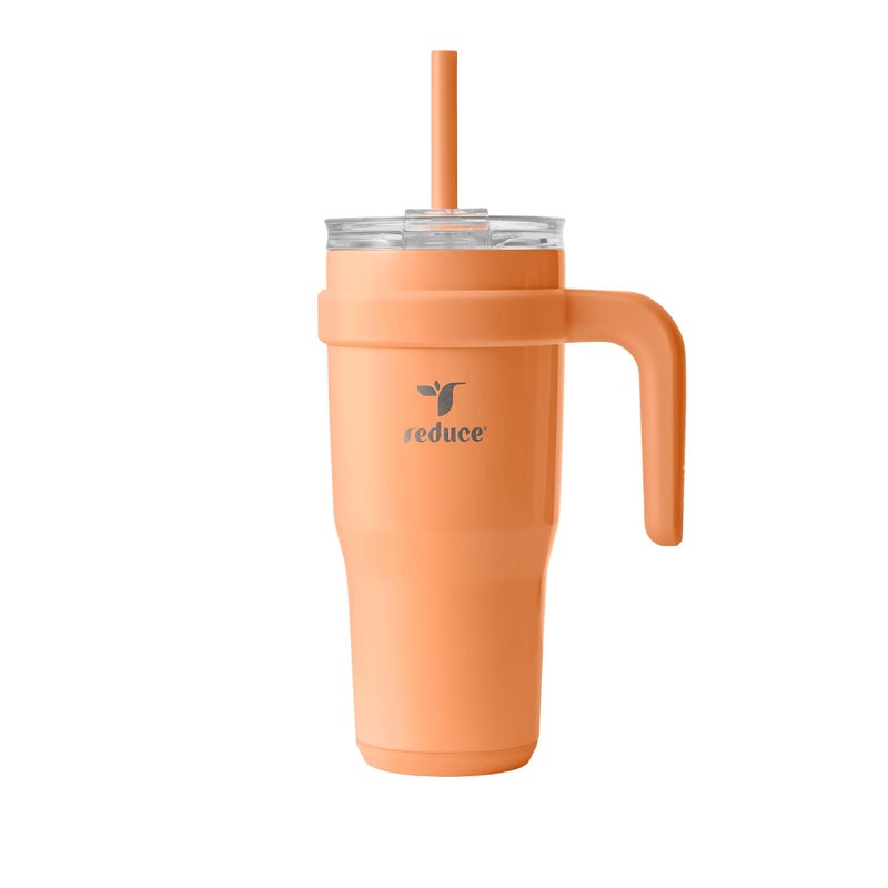 REDUCE 24 oz Tumbler with Handle  Vacuum Insulated Stainless Steel Travel Mug with SipItYourWay Lid and Straw  Keeps Drinks Cold up to 24 Hours  Sweat Proof Dishwasher Safe  OG Papaya