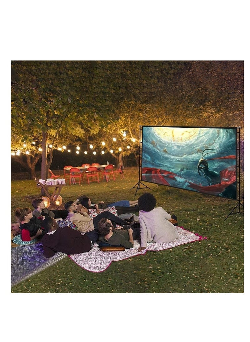 Zenzres Projector Screen and Stand 100 Inch, Outdoor Portable Projector Movie Screen Pull Down, Indoor Projections Screen with Stand 16:9 4K Full HD Support Height Adjustable for Home Theater Camping