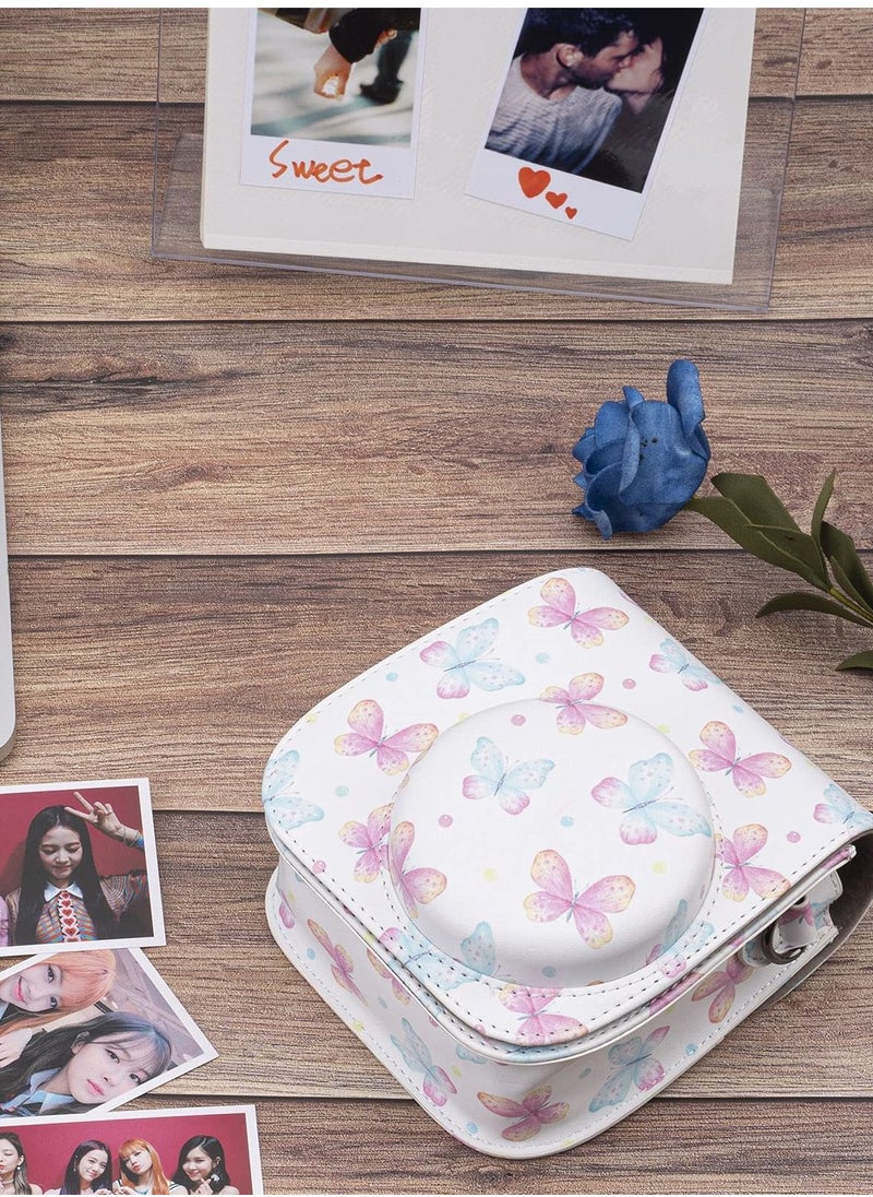 سيوسي - جراب لكاميرات Fujifilm Instax Mini 11/9/8 بفيلم فوري مع جيب ملحق وحزام كتف قابل للفصل / قابل للتعديل (فراشة) - Image 1