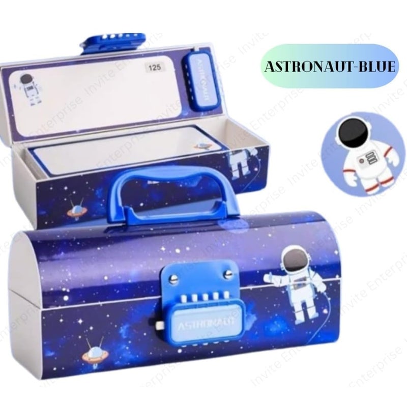Invite Enterprise Invite New Cartoon Theme Pencil Box with Push Pull Eraser Set for Kids | Suitcase Style Password Lock Stationery Organizer | School Supplies Gift Combo for Boys & Girls (Space + Eraser) - Image 5