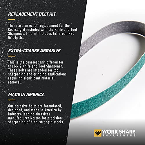 Work Sharp Knife & Tool Sharpener P80 Extra Coarse Grit Replacement Belt Kit WSSA0002703C Green - Image 3