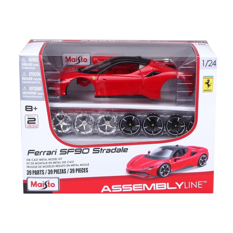 Maisto Assembly Line Ferrari SF90 Stradale Die-cast Metal Kit (1:24, 39 Parts, Red) - Image 1