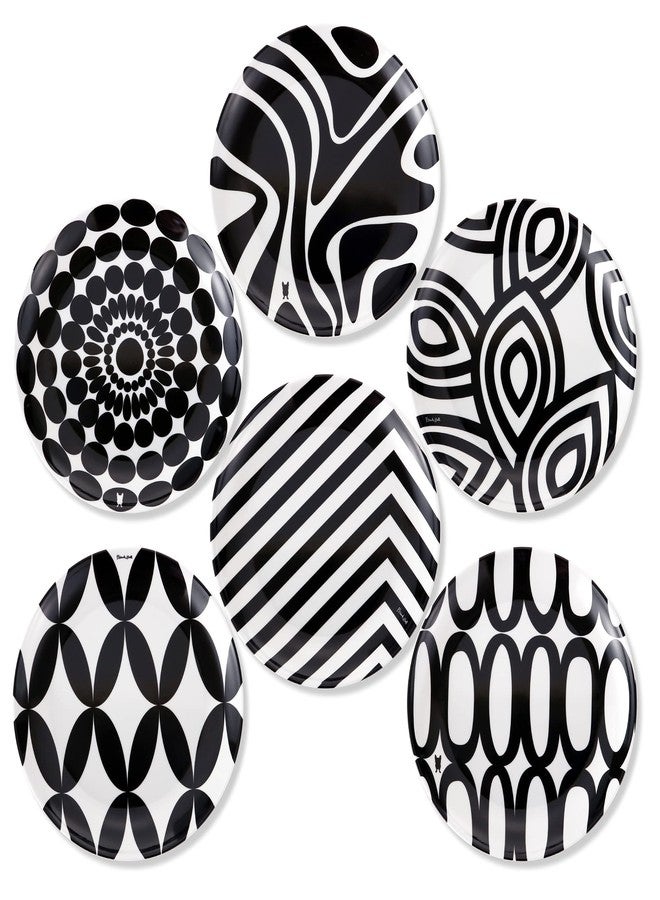 French Bull Melamine Assorted Plates-6 Piece Set -Melamine Dinnerware-Platter, Serving, Party, Platter, Dish (6" Appetizer Plate, Black & White) - Image 3
