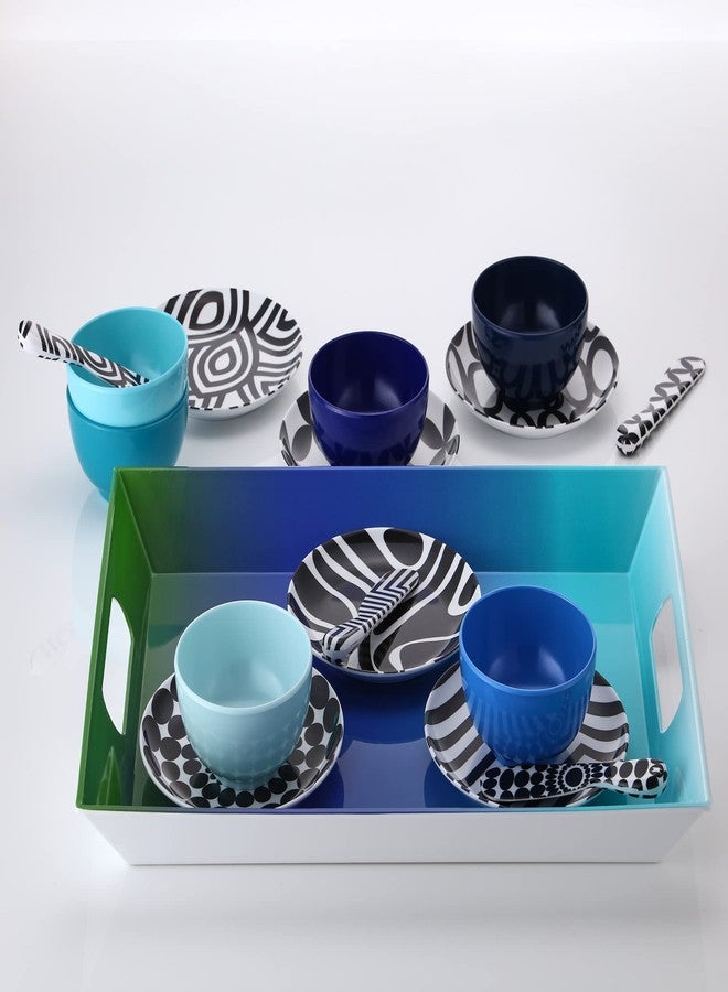 French Bull Melamine Assorted Plates-6 Piece Set -Melamine Dinnerware-Platter, Serving, Party, Platter, Dish (6" Appetizer Plate, Black & White) - Image 4