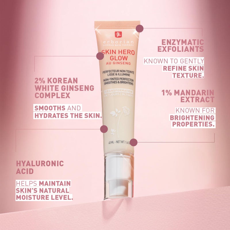 Erborian Skin Hero Glow, Non-Tinted Bare Perfector, Illuminates, Highlights, Hydrates, Smooths for Natural Radiant, Glass, Dewey Look, Korean Skincare - Image 5