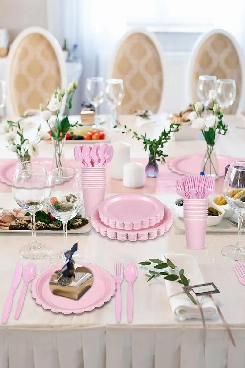 175 PCS Party Supplies Party Packs Set, 25 Disposable Paper Tableware, Plate, Napkin, Cup Plastic Set for Wedding, Birthday, Baby Shower, Holiday - Image 3