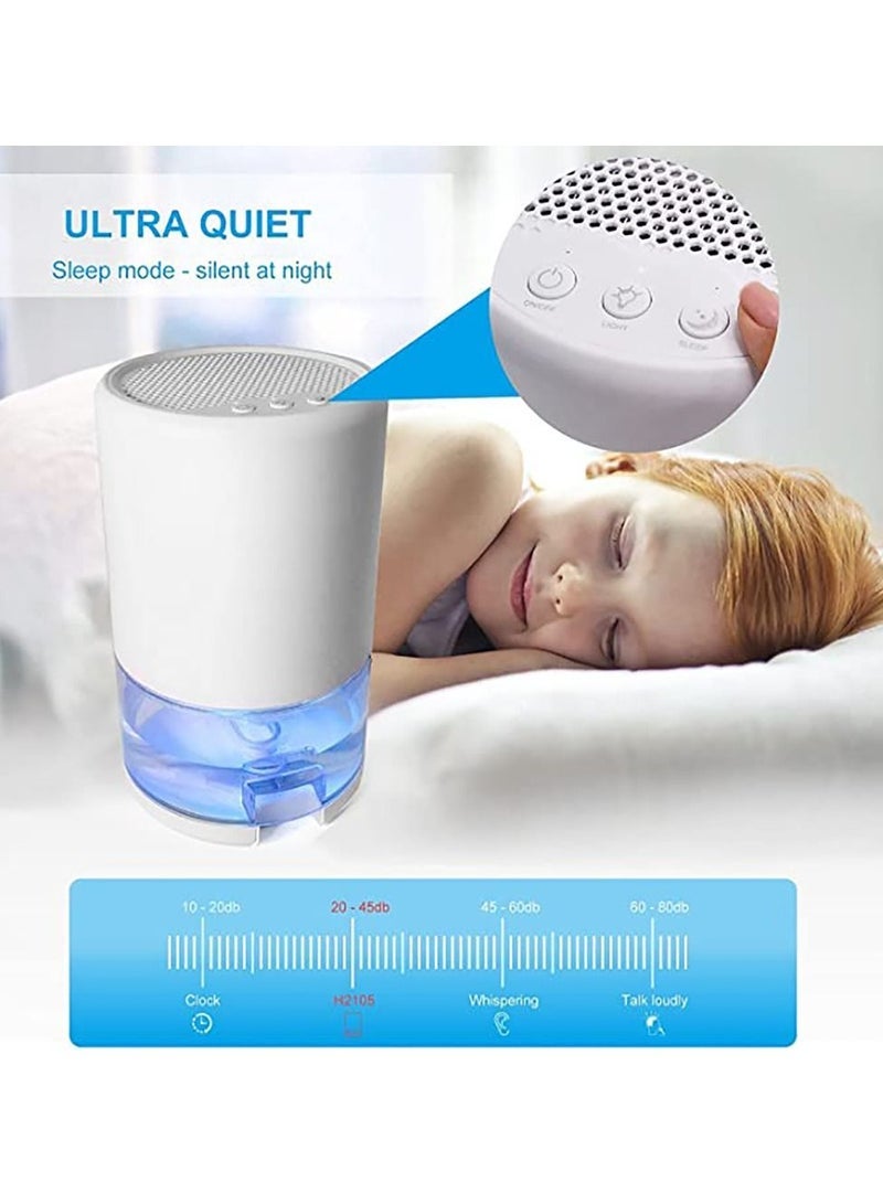 Captaintech Dehumidifier 1000ML Home Dehumidifier 2600 Cubic Feet with 7 Color LED Lights Silent Bedroom Portable Dehumidifier 285 sqft Closet Bedroom Bathroom RV Office (White) - Image 4