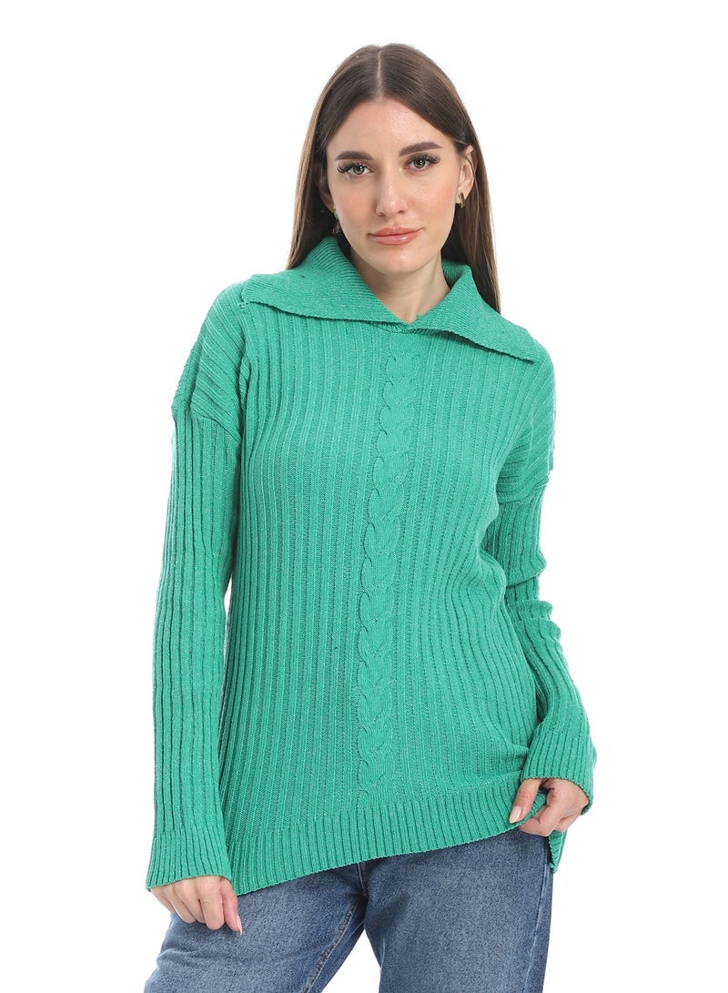 سيزار بلوفر صوف حريمي سادة بياقه وتصميمات متعددة - Image 1