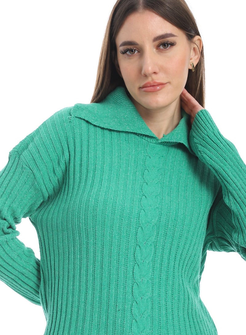 سيزار بلوفر صوف حريمي سادة بياقه وتصميمات متعددة - Image 2