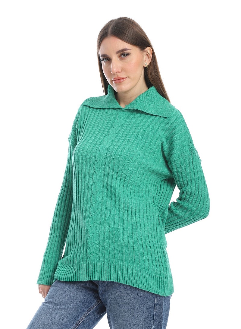 سيزار بلوفر صوف حريمي سادة بياقه وتصميمات متعددة - Image 5