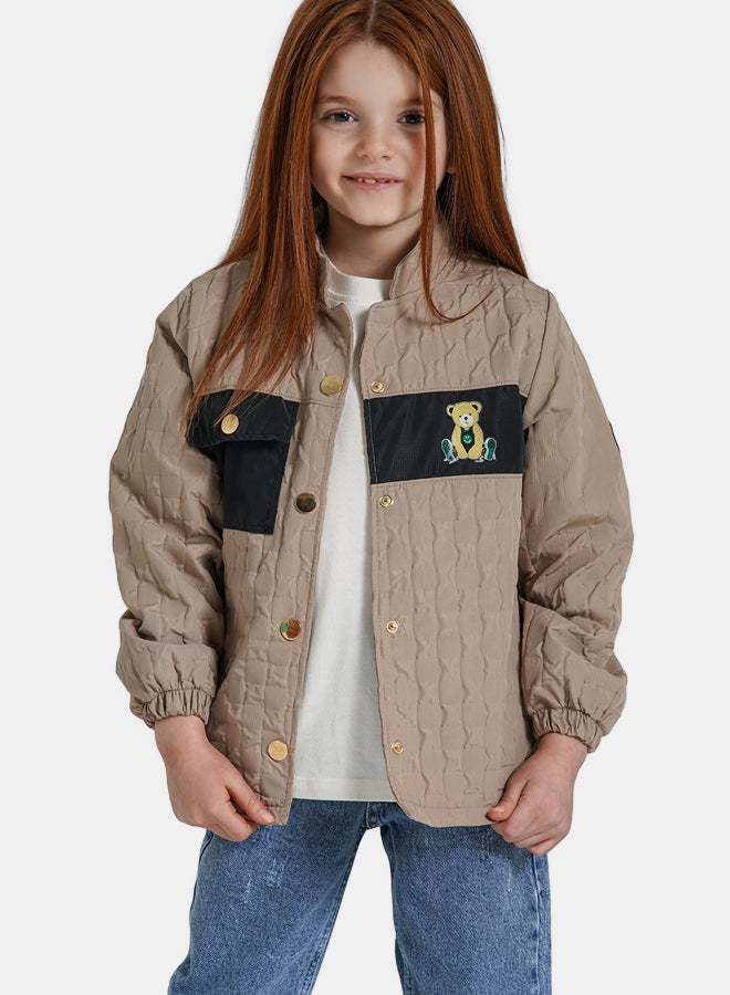 ريمينت جاكيت للبنات خفيف للربيع بيج داكن - Image 1