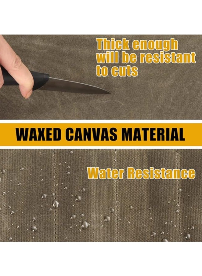 general Chef's Knife Reel Bag (10 pockets), waxed canvas knife carrying case with handle and shoulder straps, zippered tool kit - Image 4